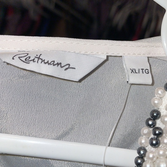 NEW Reitman’s White Blouse black jets trim on collar  NWT size XL - Picture 4 of 7